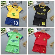 [HY] 90-160 Children's Short-Sleeved T-Shirt Set Lightweight Breathable Sports Football Jersey Casua