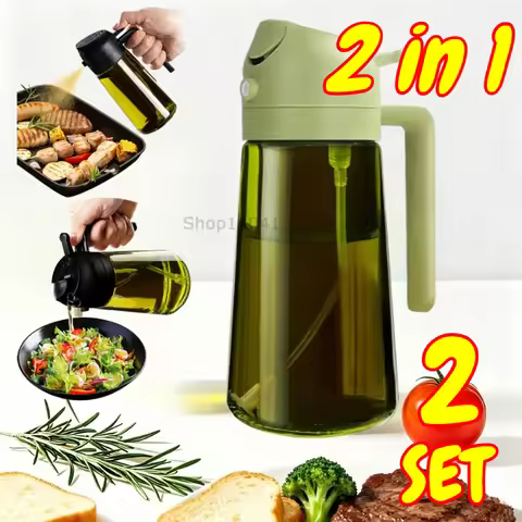 2-in-1 Oil Sprayer Dispenser Olive Oil Dispenser Oil Spray Bottle Plastic Spray Bottle for Cooking A