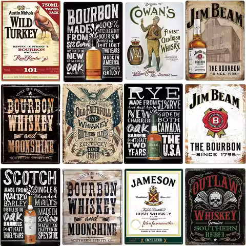 Beer Wine Jameson Poster Metal Tin Sign Vintage Metal Wall Plates Crafts Decor Bar Cafe Kitchen Tinp