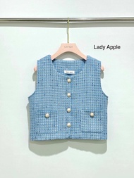 Lady Apple : เสื้อทวิตแขนกุดคอกลมพร้อมซับในทั้งตัว