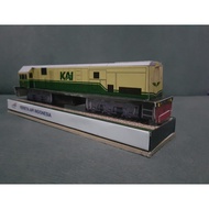 Miniatur papercraft Kereta api kertas CC201 hijau