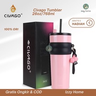 [Free 5 Gifts] CIVAGO Tumbler 26oz/768ml Ceramic Coating – Anti-Odor Anti-Stain with Straw