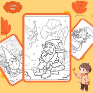 Set of 32/20/10 coloring pages, coloring pages for children in the shape of Gnome dwarf, A4, A5 regu