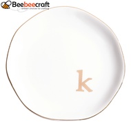 1pc Round Ceramic Jewelry Dish Jewelry Plate Storage Tray for Rings Necklaces Earring Letter K 117-1