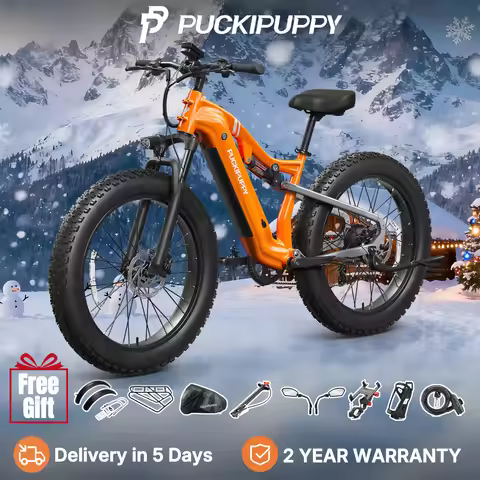 PUCKIPUPPY Labrador Pro Electric Bike for Adults 1350W Peak 48V 20AH Battery Ebike 8Speed 28 MPH 26"