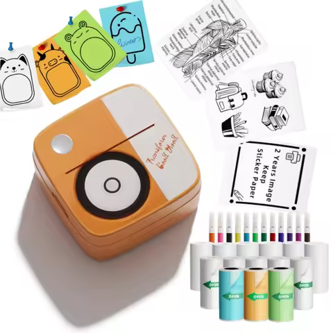 O1 Pocket Thermal Printer with Stickers Wireless Mini Portable Printers Multifunction Office Inkless
