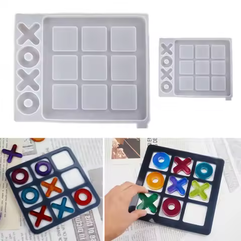 1 Pc Tic Tac Toe Game Board and X O Silicone Molds Set Epoxy Resin DIY Art Craft Mold for Christmas 
