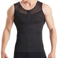 สต๊อกพร้อมส่ง) New Bodysuit Mens Slim Fit Bodysuit Zipper Tight Shirt Slim Fit Tank Top Abdomen Slim