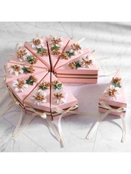 10入組婚禮蛋糕造型禮盒,創意吸睛糖果禮袋包裝盒,適用於婚禮派對