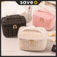 SAVE Knitting Tweed Cosmetic Bag Travel Makeup Bag Multipurpose Pouch Portable Large Organizer Stora