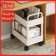 Under Table Storage With Wheels（Free hooks and stickers）/Slim Storage Trolley With Wheels/Trolley Rack Floor Kitchen Organiser/Multi-Layer plastic trolley with wheels