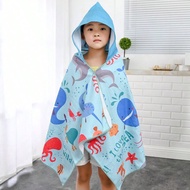1pc Kids Animal Cartoon Print Hooded Bath Towel, Bathroom & Beach Towel, Size 60*60cm/23.62*23.62in,