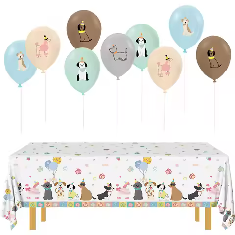 Puppy Party Decor Pet Dog Tablecloth Dog Balloon Kids Girls Birthday Favor Pet Dog Birthday Party De