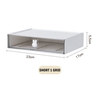 [L&L] Stationery Organizer White Transparent Drawer Desk Box Kotak Simpan Barang Kemas Alat Tulis Lu