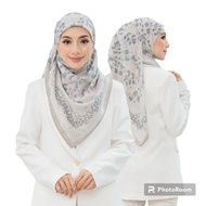 Tudung Bawal Cotton Voile Corak Abstrak Monogram Bidang 45 | Printed Square Hijab (1) Flower