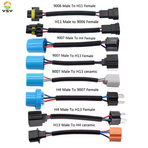 1pcs 9005/9006 9007 H4 H11 H13 Male to Female Conversion Wiring Harness Socket Adapter Connector For