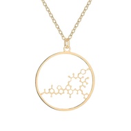 Geometric Chemical Hormone Molecular Science Necklace Laser Cutting Metal Oxytocin Round Pendant Jew