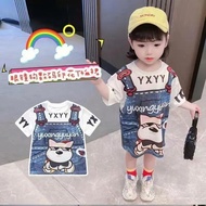 🌟Ready KL 🌟 1-8Y Fashion Baby Girl Dress Cute Dog Tshirt Kids Dres Murah Gaun Baju Budak Perempuan Princess Girls Clothing Cotton Dresses /Pakaian tali denim 女孩衣服 女童装 T恤裙子 连衣裙 背带裙