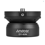 Andoer DY-60N Tripod Leveling Base Leveler Adjusting Plate Aluminum Alloy 3/8 Inch Screw Interface with Bubble Level  Bag for Canon   DSLR Camera