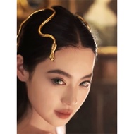 rantai leher perempuan rantai Zoozmomo Mysterious Ancient Greece Golden Snake Show Disc Twisted Long