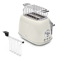 VOAR Beige Cute Retro Toaster 2 Slice with 1.58" Wide Slots Bread toaster with Cover and Warm Rack S