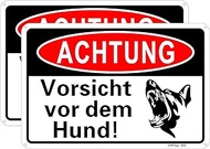 Joffreg Achtung Vorsicht vor dem Hund sign, 20 x 30 cm, made of sturdy aluminium, 1 mm, reflective w