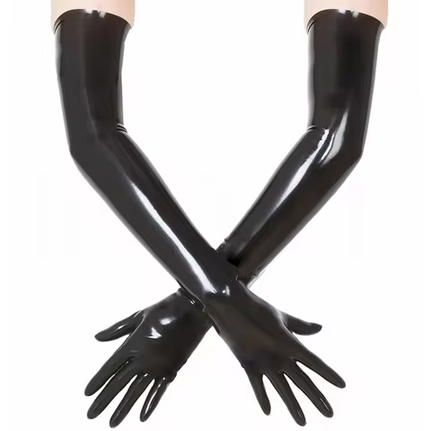Hot Wrist seamless black / red latex opera long latex gloves fetish latex gloves