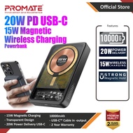 Promate LUCIDPACK 10000mAh Magsafe N52 Magnetic Wireless Transparent Power Bank Powerbank 15W Wirele
