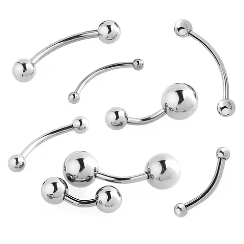 1pc 6-16mm Curved Barbell Banana Piercing Bar 3 4 5 6 8mm Ball Titanium Stainless Steel 14G 16G 1.2m