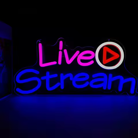 Live Stream Play Button Neon Sign Dimmable LED Neon Light USB for Studio Game Room Youtube Tiktok Cr