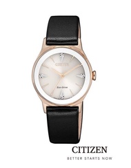 CITIZEN นาฬิกาข้อมือผู้หญิง Eco-Drive EM0733-08A Leather Lady Watch ( พลังงานแสง )