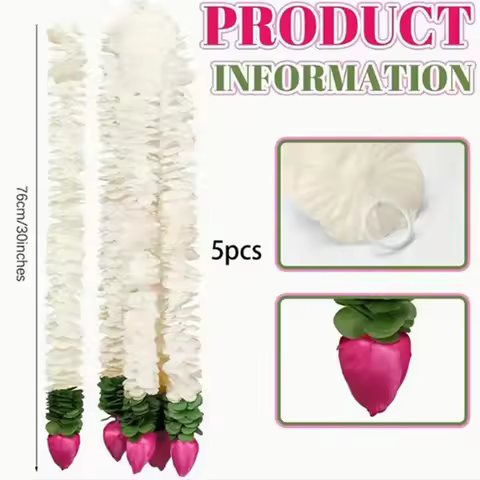 2025 New Artificial Jasmine Garland Hanging Fake Flower String with Lotus Buds for Diwali Home Garde