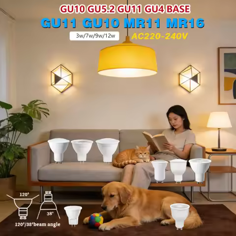 4Pack LED Lamp GU11 MR11 GU10 GU4 GU5.3 Base AC 220V Mini Reflector Spot Bulb 3W 9W 12W 38° Beam Ang