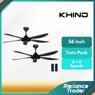 Khind 56” Remote Control Ceiling Fan Matt Black Low Noise (BLDC Motor) CF56DC1R (2 SET)