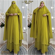 Aje ZAS - Gamis/Jubah Syar'i Set Jumbo Long Hijab Khimar Set Free Veil Code-ASIMNI Matt Cinkle Airfl