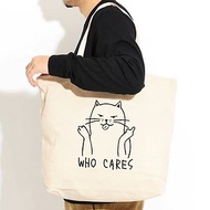 Who Cares Cat #2 帆布環保大購物袋 米白 帆布袋 聖誕節交換禮物