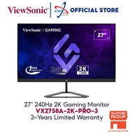 VIEWSONIC VX2758A-2K-PRO-3 27" GAMING MONITOR ( 27" IPS QHD / 1MS / 240HZ / AMD FREESYNC /  HD MI + 