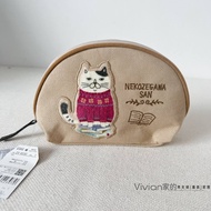 Japanese brand embroidered fat cat shopping bag hand bag crossbody bag mobile phone bag coin purse cosmetic bag 【SSY】