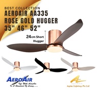 Ceiling Fan Aeroair AA335 Rose Gold Hugger LED Light DC Motor 35" 46" 52" 3 Blade SG Warranty