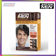 นำเข้า USA แชมพูปิดผมขาว แชมพูย้อมผมดำ สูตรผสมครีมนวดผม Just For Men Control GX Gray Reducing 2 in 1