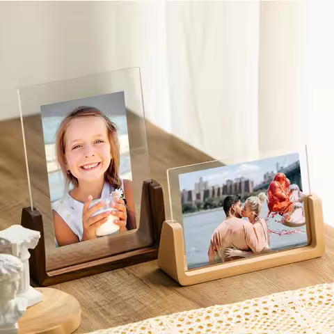 Walnut/Beech Creative Photo Frame Set Acrylic U Shape Transparent Frame 10X15 13X18 15X20 20X25cm De