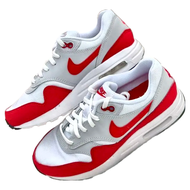NIKE 耐吉 Air Max 1 GS 氣墊 經典 慢跑鞋  灰色 + 白色 + 紅色  23cm