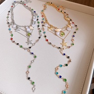 Cosy Garden Colorful Treasure Geometric Flow Necklace Light Luxury Clavicle Chain Vacation Style Par