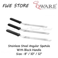 Qware Stainless Steel Angular Spatula With Black Handle ( 8" / 10" / 12" )
