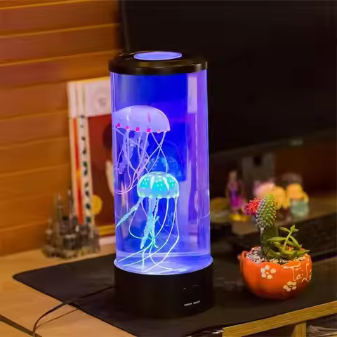 D5 Jellyfish Lamp Color-Changing LED 7 Colors Mood Aquarium Ocean Night Light Bedroom Desktop Decor 