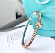 正品100%Tiffany蒂芙尼T1 鉸鏈手鐲  鑽石手鐲bracelet 18K玫瑰金 新款小u刻 m碼(s/L碼及白金版均有貨,歡迎諮詢)