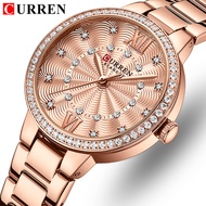 CURREN Top Brand Fashion Ladies Watch Elegant Ladies Quartz Diamond Ladies Stainless Steel Sports Casual Waterproof Clock Watch