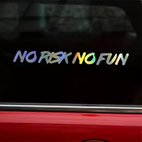 22cm*2.4cm Decorative No Risk No Fun Car Sticker Decal Black And White Vinyl Graphic