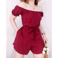 Romper with garter sleeve