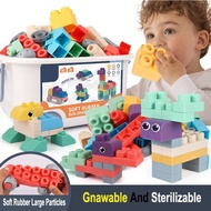 50PCS/80PCS Baby 3D Soft Plastic Big Size Building Blocks | DIY Compatible Rubber Brick Early Educat